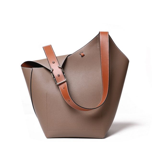 Women's Asymmetry Genuine Leather Bucket Bags