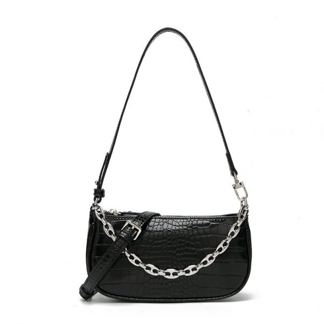 Women's Croc Print Baguette Bags with Chains - ROMY TISA