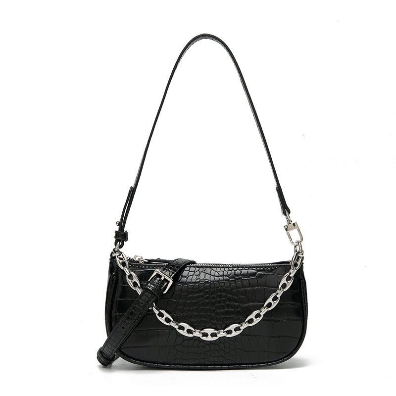 Women's Croc Print Baguette Bags with Chains