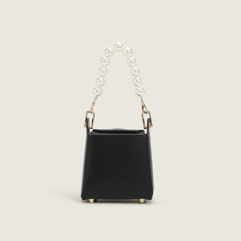 Women's Mini Pearls Top Handle Handbags with Crossbody Chains