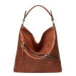 Women's Vintage Vegan Leather Hobo Bags Shoulder Bags with Zipper