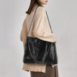 Women's Chains Large Vegan Hobo Bags in Black