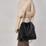 Women's Chains Large Vegan Hobo Bags in Black
