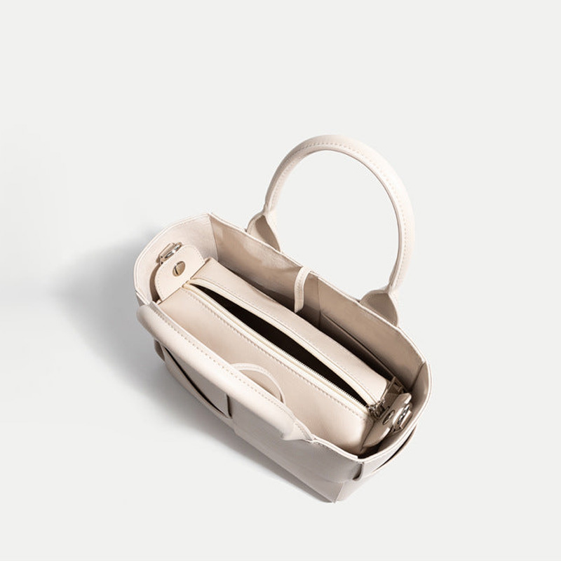 Sacs fourre-tout tissés en cuir véritable pour femmes