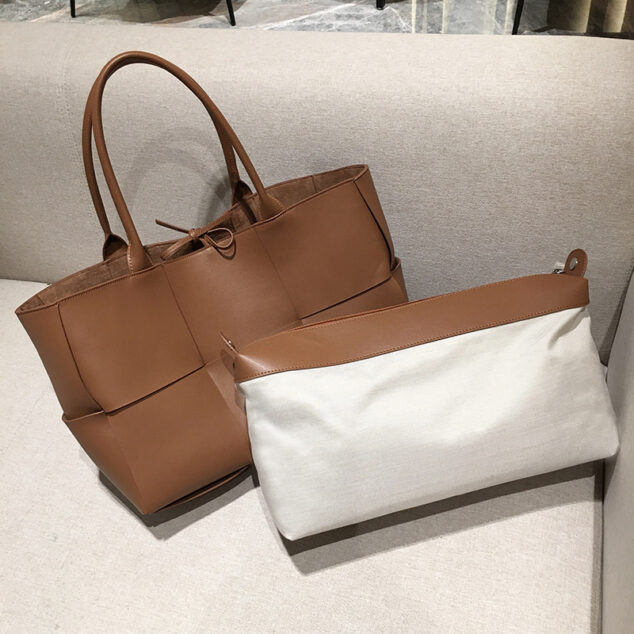 Women's Woven Large Genuine Leather Tote Bags