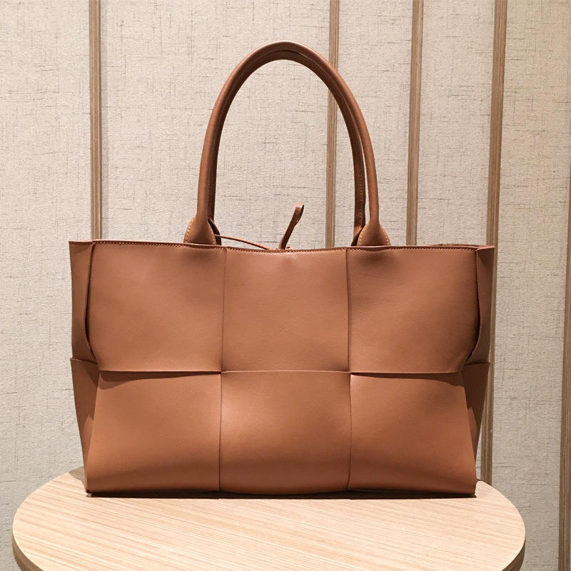 Women's Woven Large Genuine Leather Tote Bags 35CM