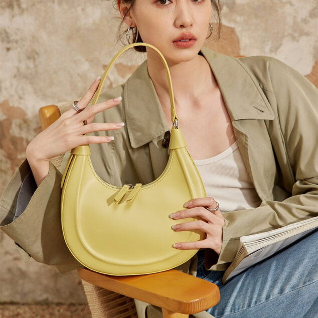 Women's Genuine Leather Hobo Baguette Bags - ROMY TISA