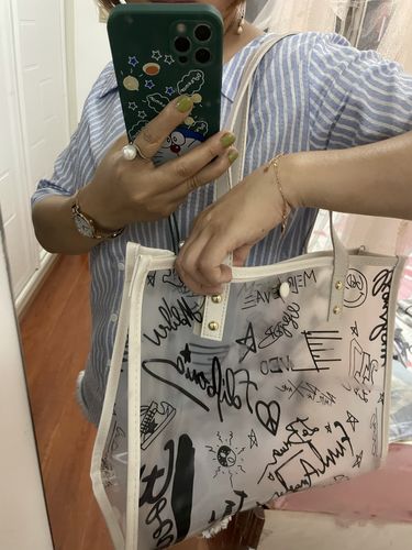 Women's Graffiti Clear Tote Bags with Pouch photo review