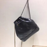 Women's Quilted Genuine Leather Crossbody Bucket Bags in Black