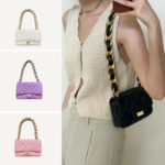 Women's Quilted Genuine Leather Chains Shoulder Bags
