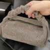 Women's All Rhinestones Slouchy Handle Evening Prom Bags in Silver