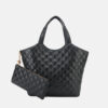 Women's Large Quilted Genuine Leather Hobo Tote Bags with Mini Purse