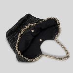 Women's Large Handmade Black Woven Chains Tote Bags