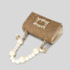 Women's Beaded Strap Rhinestone Evening Clutch Bags in Gold