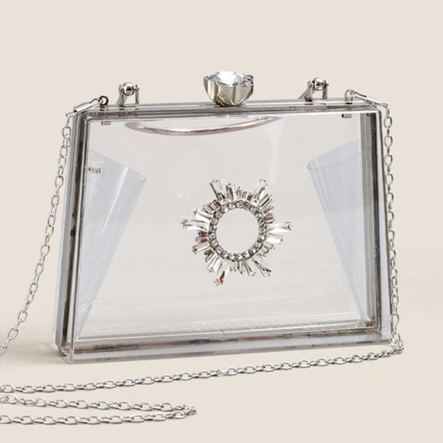Women's Clear PVC Rhinestones Crossbody Evening Clutch Bags