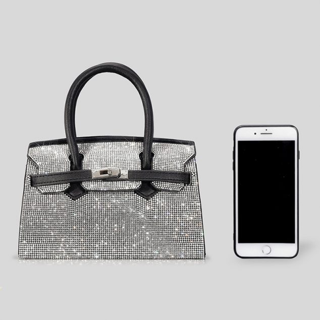 Women's Rhinestone Small Top Handle Evening Bags in Silver