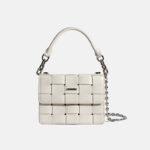 Women's Woven Cowhide Leather Shoulder Bags with Crossbody Strap