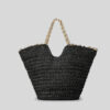 Women's Large Handmade Black Woven Chains Tote Bags