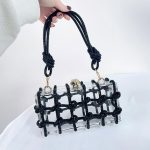 Women's Rhinestone Straps Caged Clear Bags