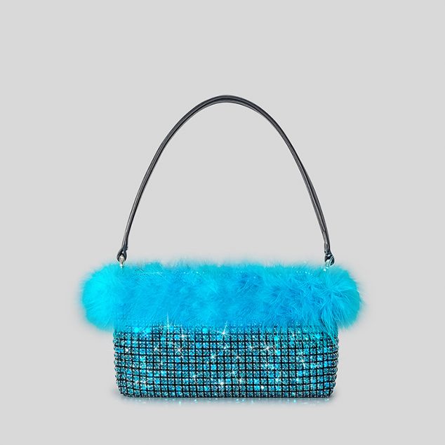 Women's Feather Rhinestones Evening Bagutte Bags