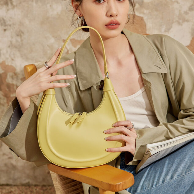 Women's Genuine Leather Hobo Baguette Bags