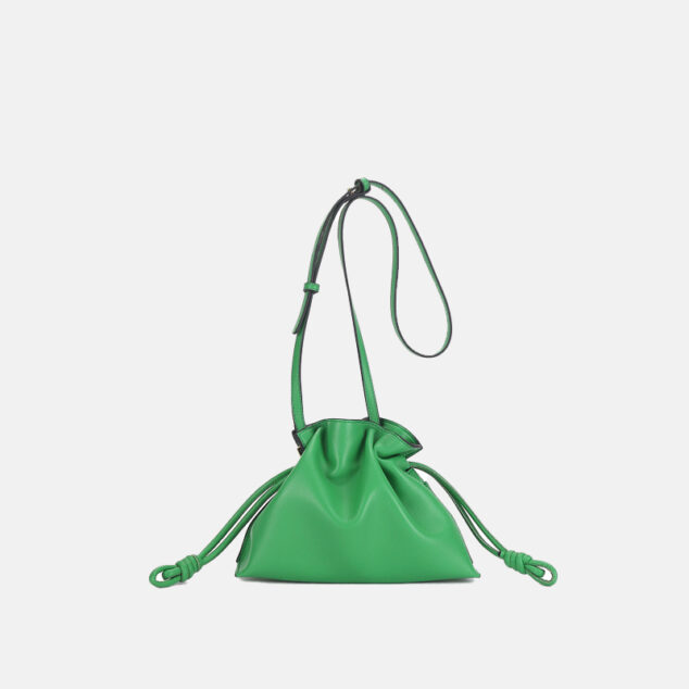 Women's Minimalist Genuine Leather Shoulder Bucket Bag with Drawstring -  ROMY TISA