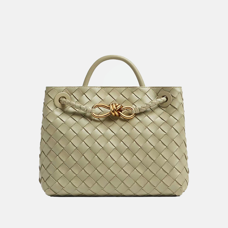 Women's Woven Leather Tote Bag with Diamond Pattern - ROMY TISA