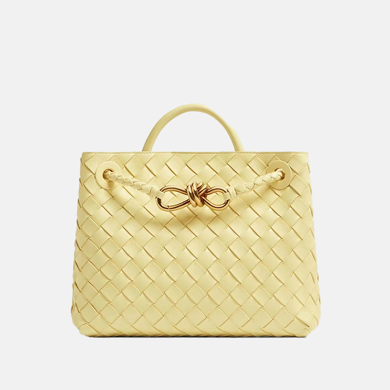 Women's Woven Leather Tote Bag with Diamond Pattern - ROMY TISA