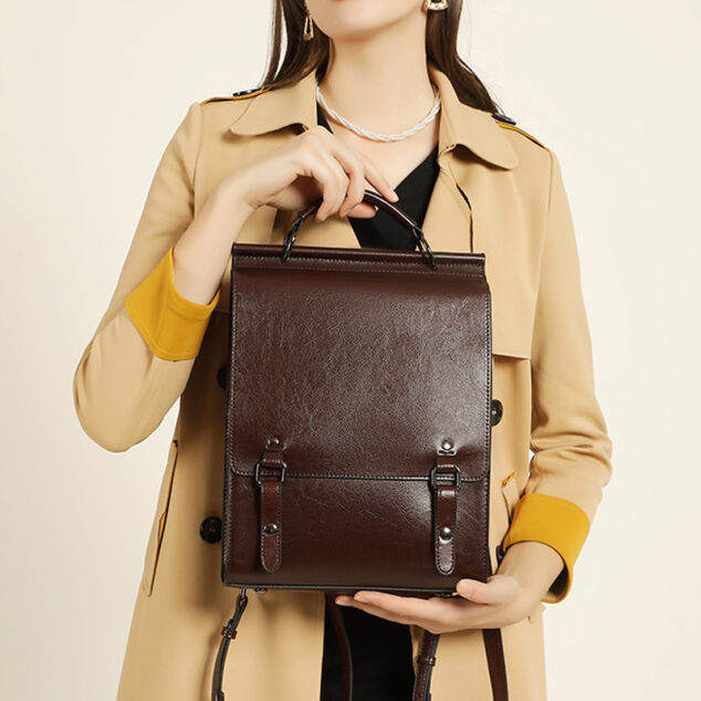 Women's Classic Minimal Backpacks in Genuine Leather