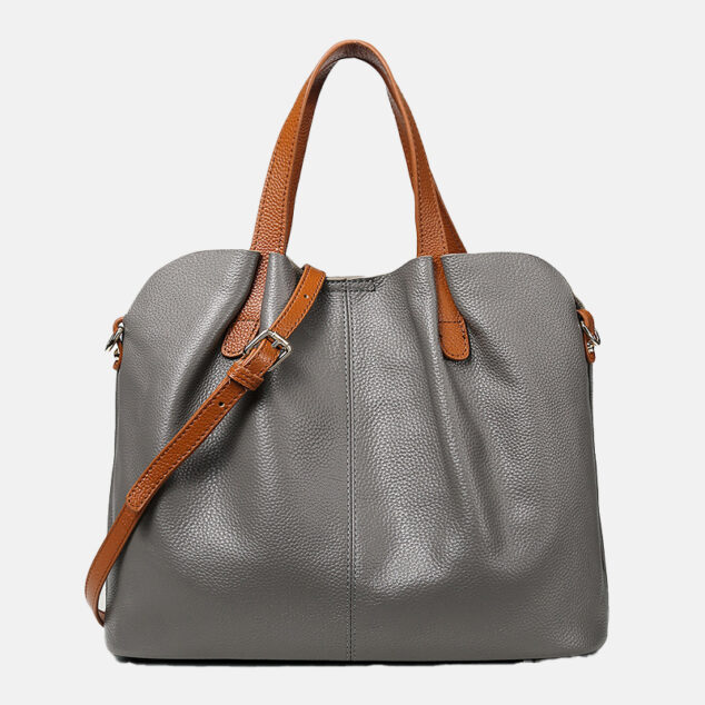 Sac fourre-tout en cuir coloré avec bandoulière pour femmes