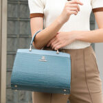 Women's Croc Print Satchel Handbags with Shoulder Strap