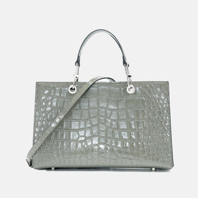  Crocodile Print Handbag for Women, Genuine Leather