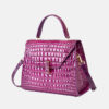 Women's Genuine Patent Leather Top Handle Bags with Croc Print