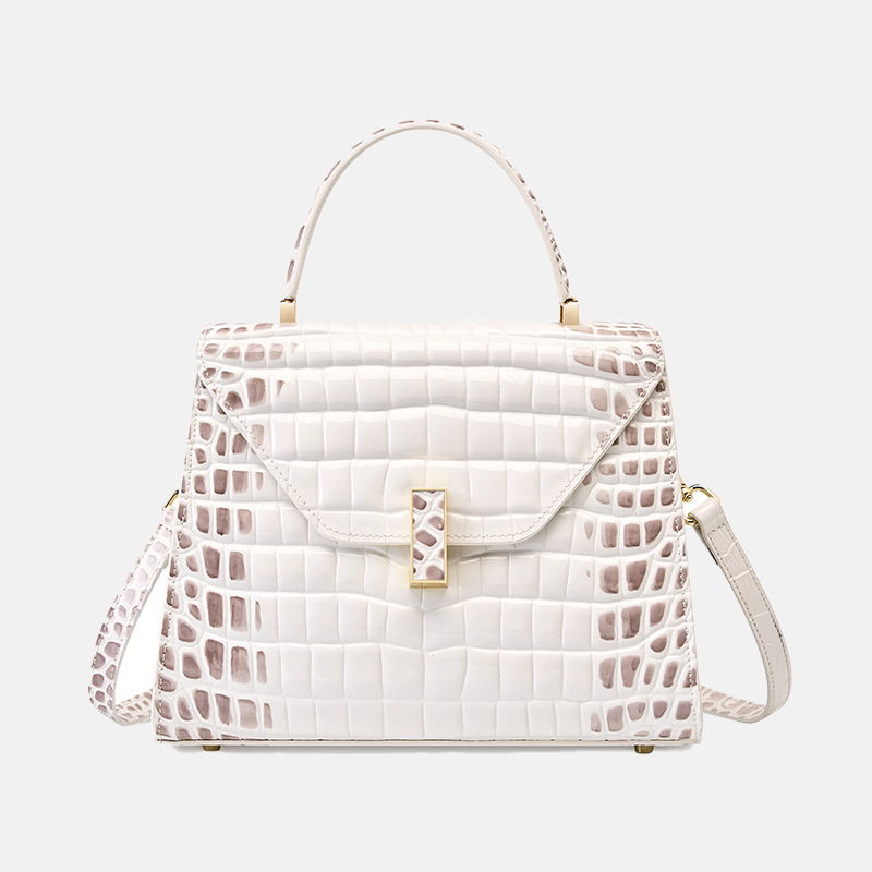 Crocodile Pattern Handbag, Women's Patent Leather Shoulder Bag