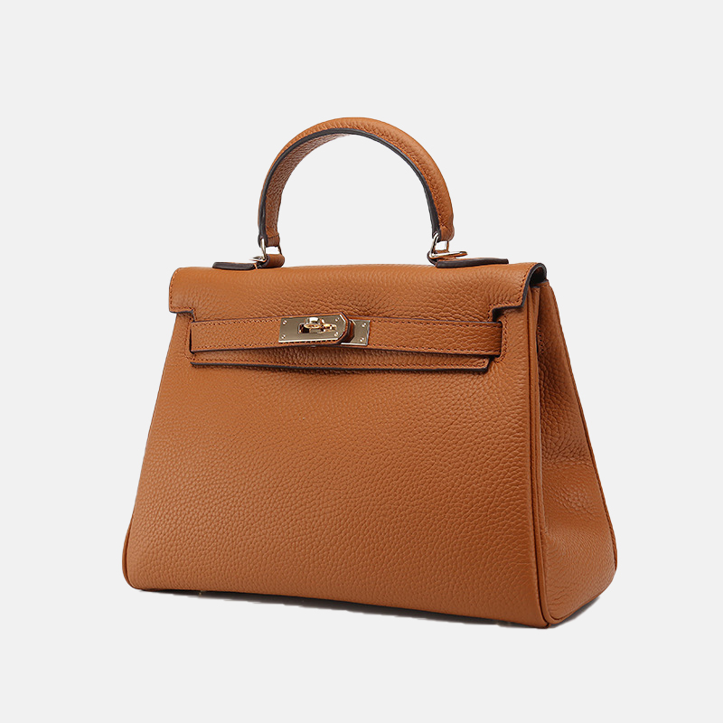 Genuine leather women's bag with cowhide top layer, fashionable lychee  pattern, platinum bag, women's handbag, shoulder bag (30 elephant ash):  Handbags