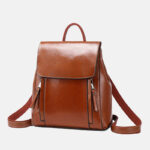 Women's Minimal Flap Backpacks in Genuine Leather