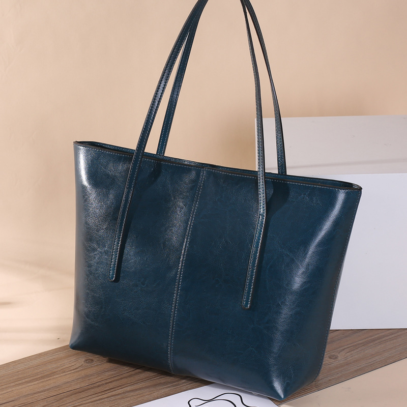 Women's Oily Genuine Leather Large Tote Bags