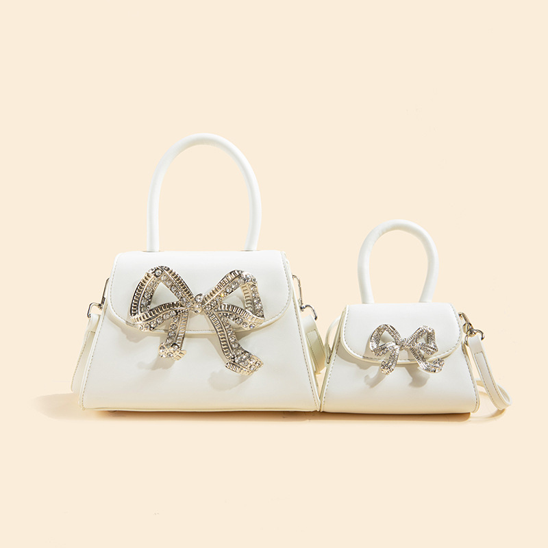 Women's Rhinestone Bow Top Handle Bags with Shoulder Strap
