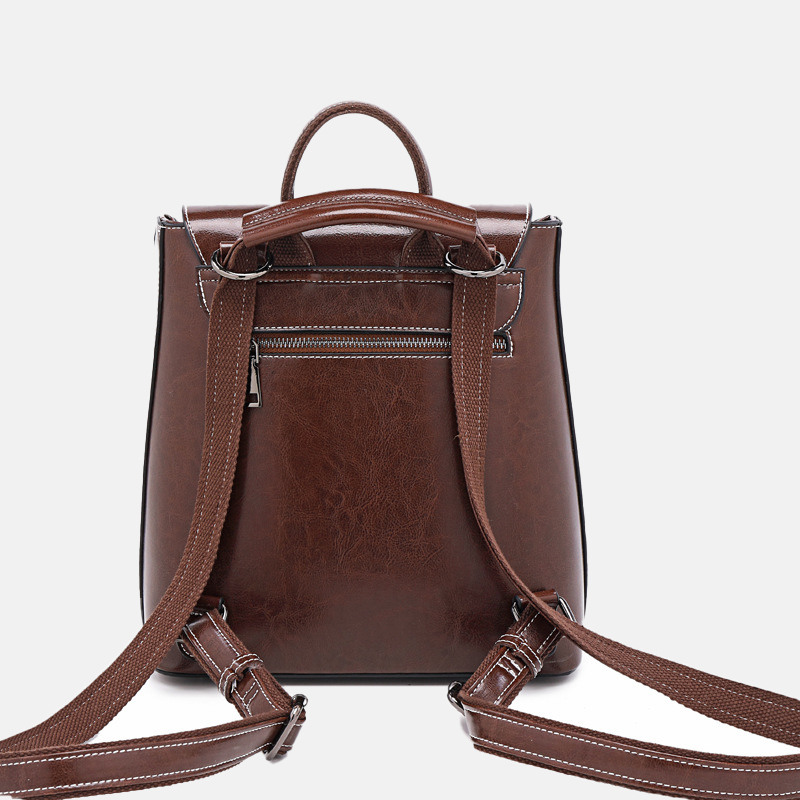 Women's Square Minimal Backpacks in Genuine Leather