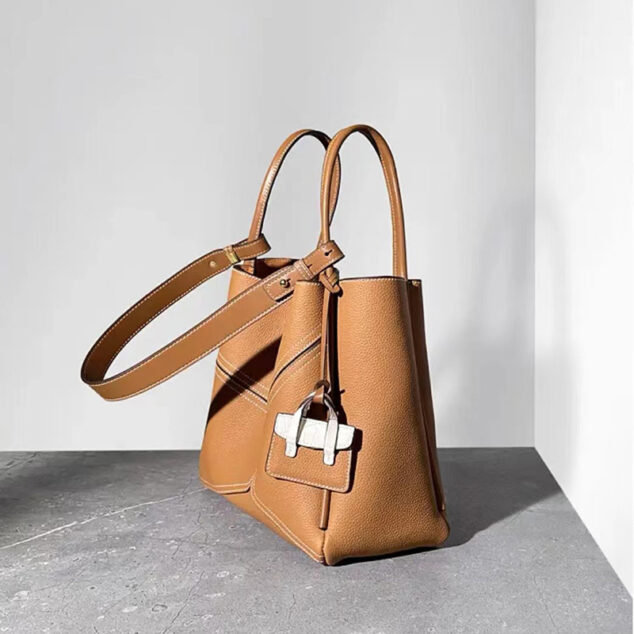 Sacs fourre-tout en cuir véritable avec coutures pour femmes