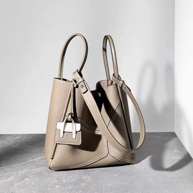 Sacs fourre-tout en cuir véritable avec coutures pour femmes