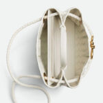 Women's Woven Leather Crossbody Top Handle Bag mit Diamanten-Muster