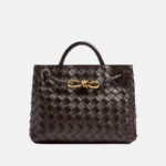 Women's Woven Leather Crossbody Top Handle Bag mit Diamanten-Muster