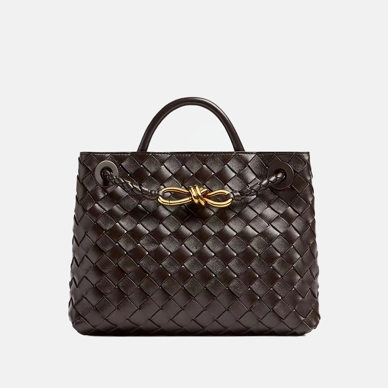 Women's Woven Leather Crossbody Top Handle Bag mit Diamanten-Muster