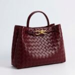 Women's Woven Leather Crossbody Top Handle Bag mit Diamanten-Muster