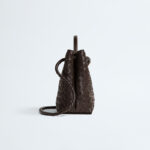 Women's Woven Leather Crossbody Top Handle Bag mit Diamanten-Muster
