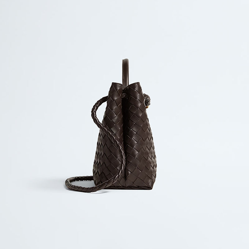 Women's Woven Leather Crossbody Top Handle Bag mit Diamanten-Muster