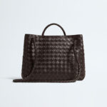 Women's Woven Leather Crossbody Top Handle Bag mit Diamanten-Muster