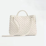 Women's Woven Leather Crossbody Top Handle Bag mit Diamanten-Muster