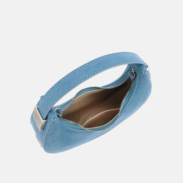 Sacs hobo demi-lune en cuir véritable pour femmes en bleu